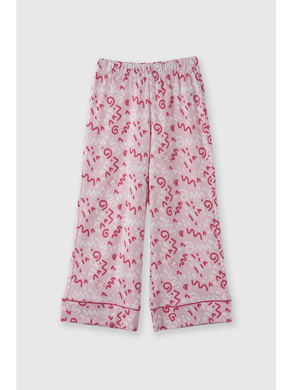 Kız Çocuk Bol Paça Pembe Pijama Takımı-4