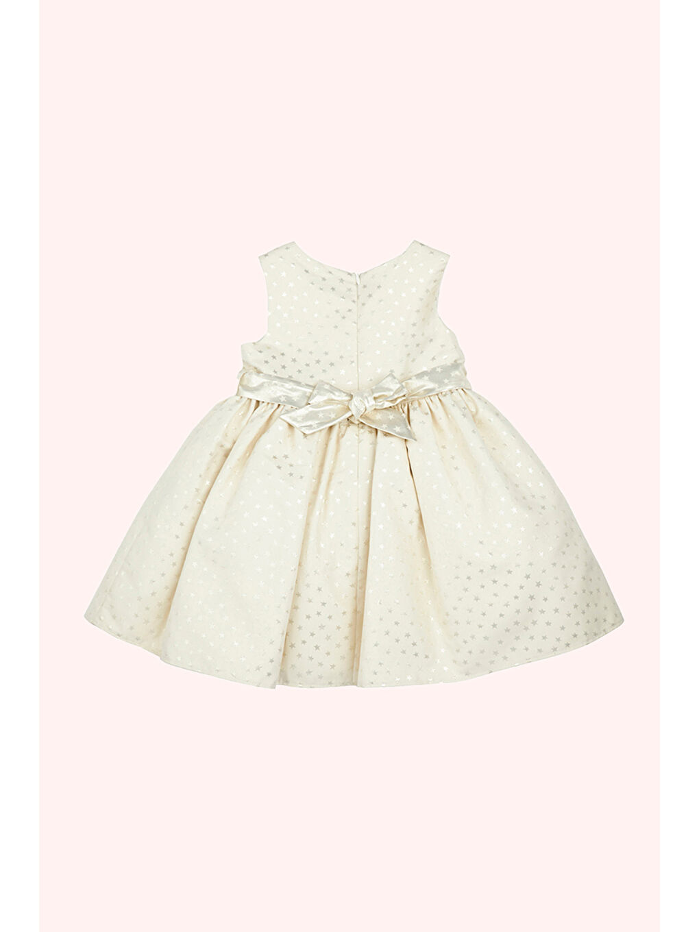 Kız Bebek Yıldız Desenli Bej Abiye Elbise-2