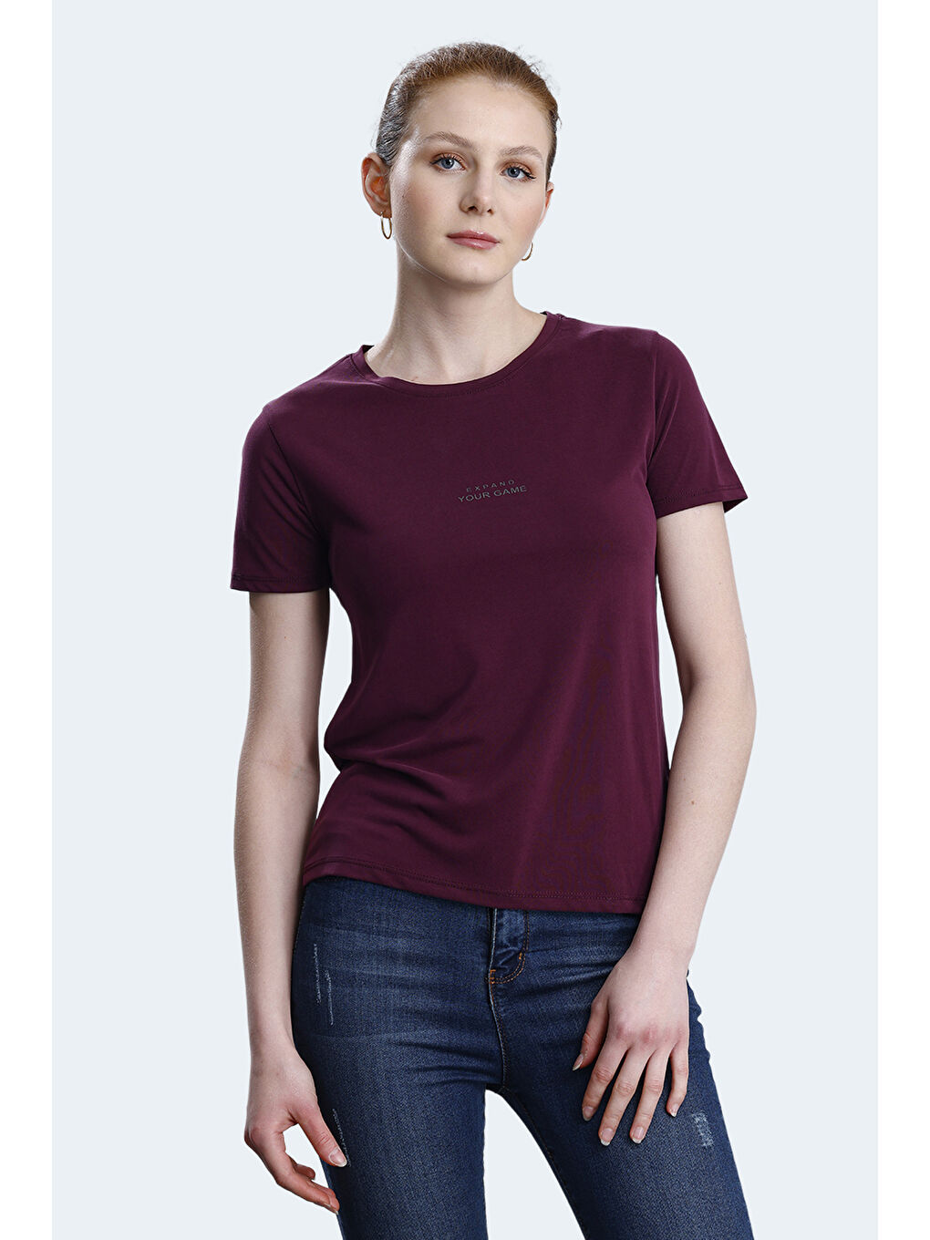 PAYTONS Kadın Mürdüm Tişört