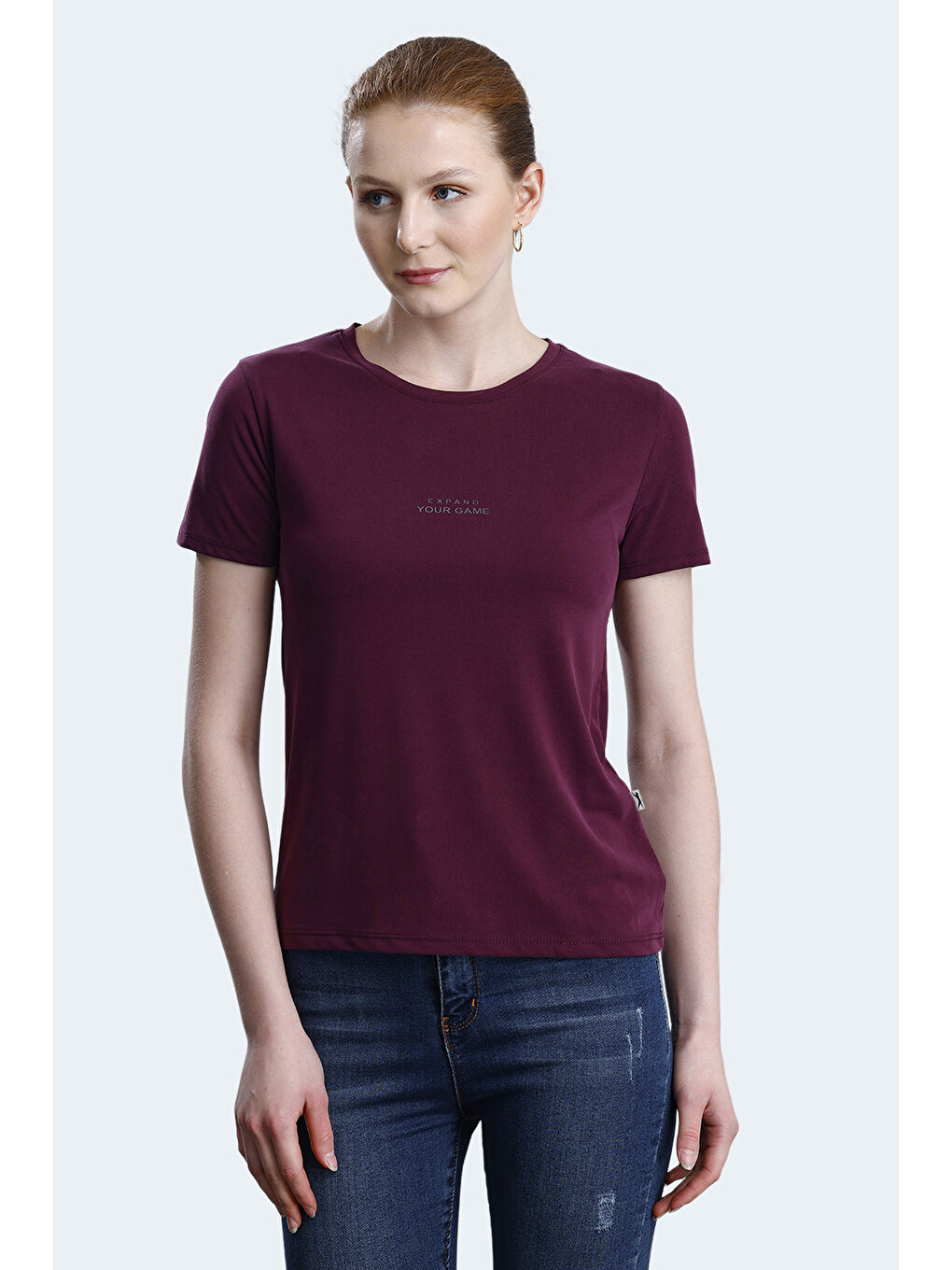 PAYTONS Kadın Mürdüm Tişört-5