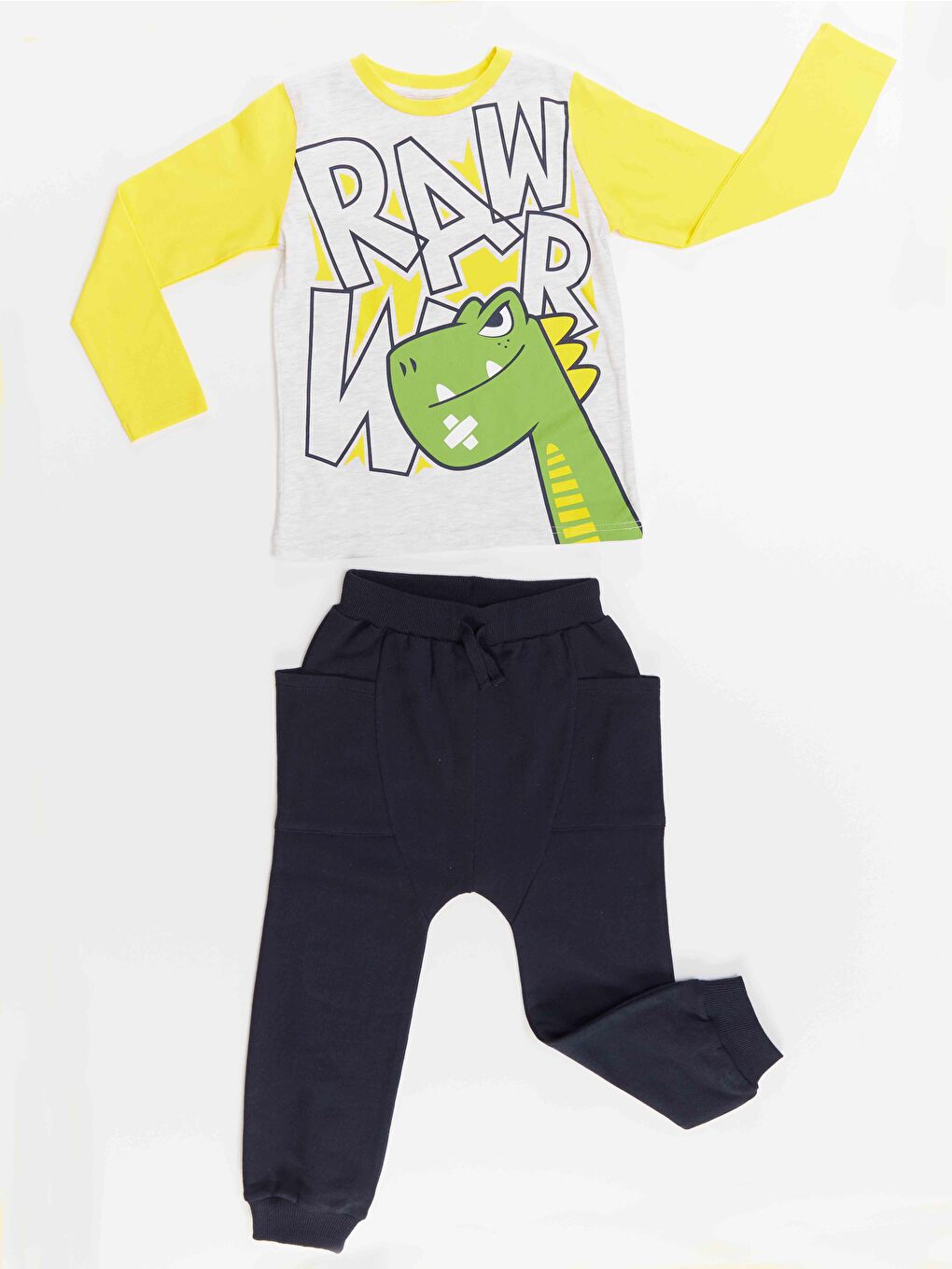 Denokids Karışık Rawr Dino Erkek Çocuk T-shirt Pantolon Takım - 2