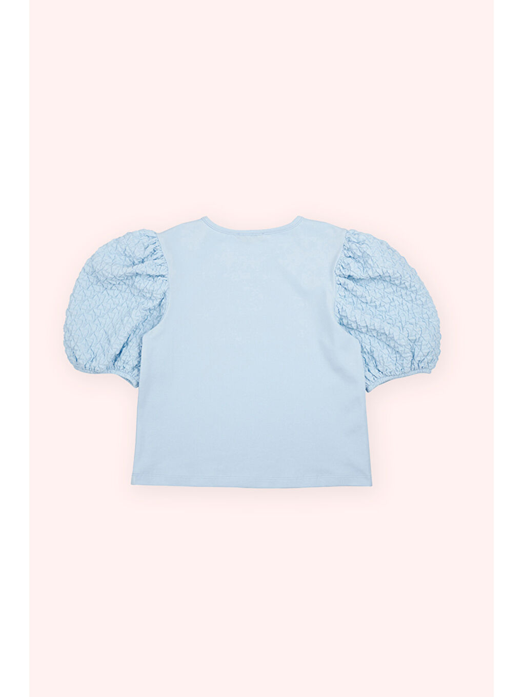 Kız Çocuk Kol Detaylı Mavi Tişört-3