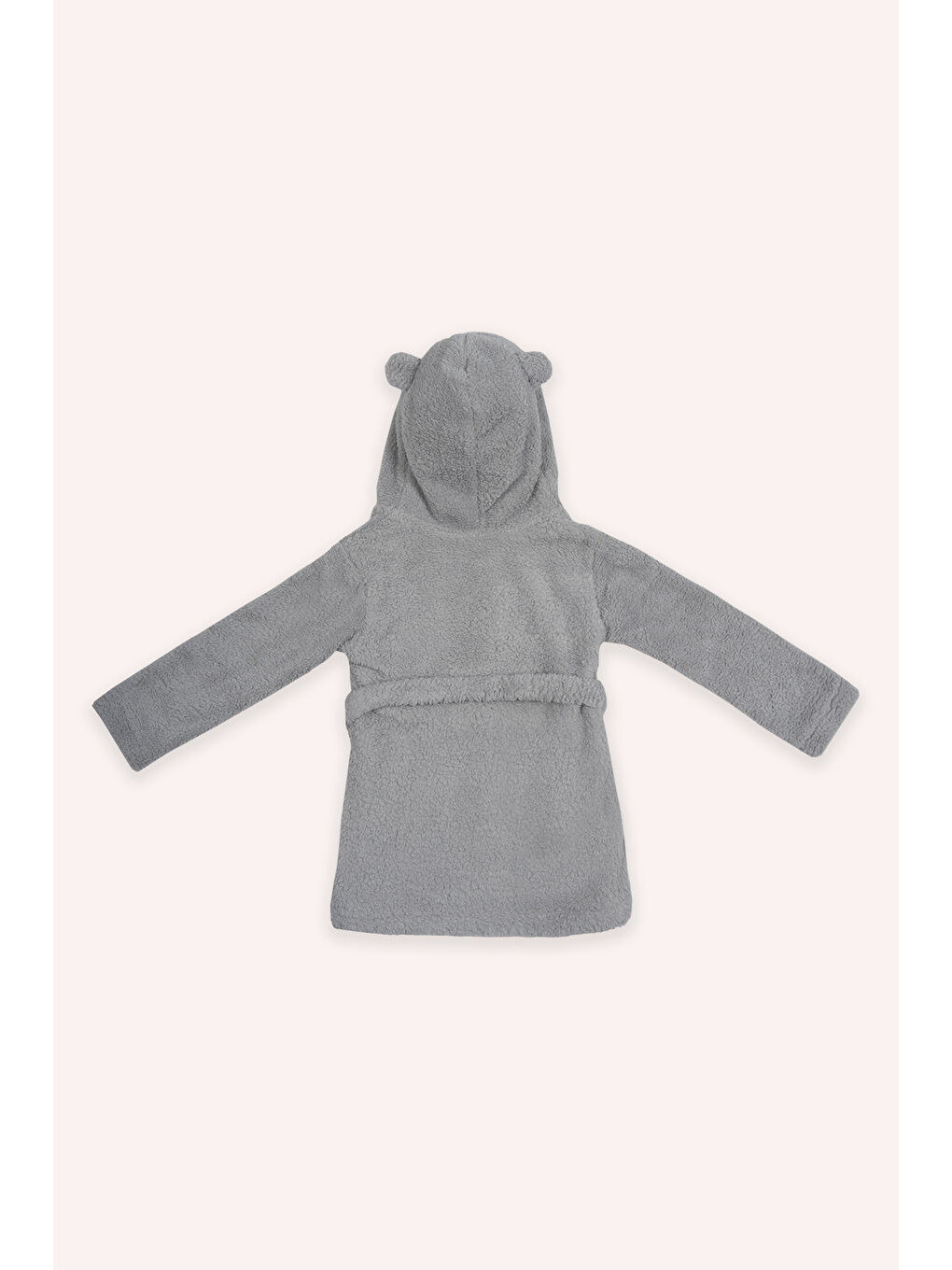 Unisex Gri Pelüş Sabahlık-1