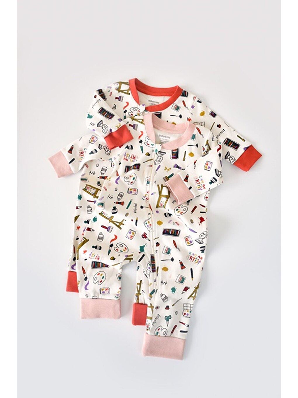 Beyaz 2'li Fermuarlı Tulum