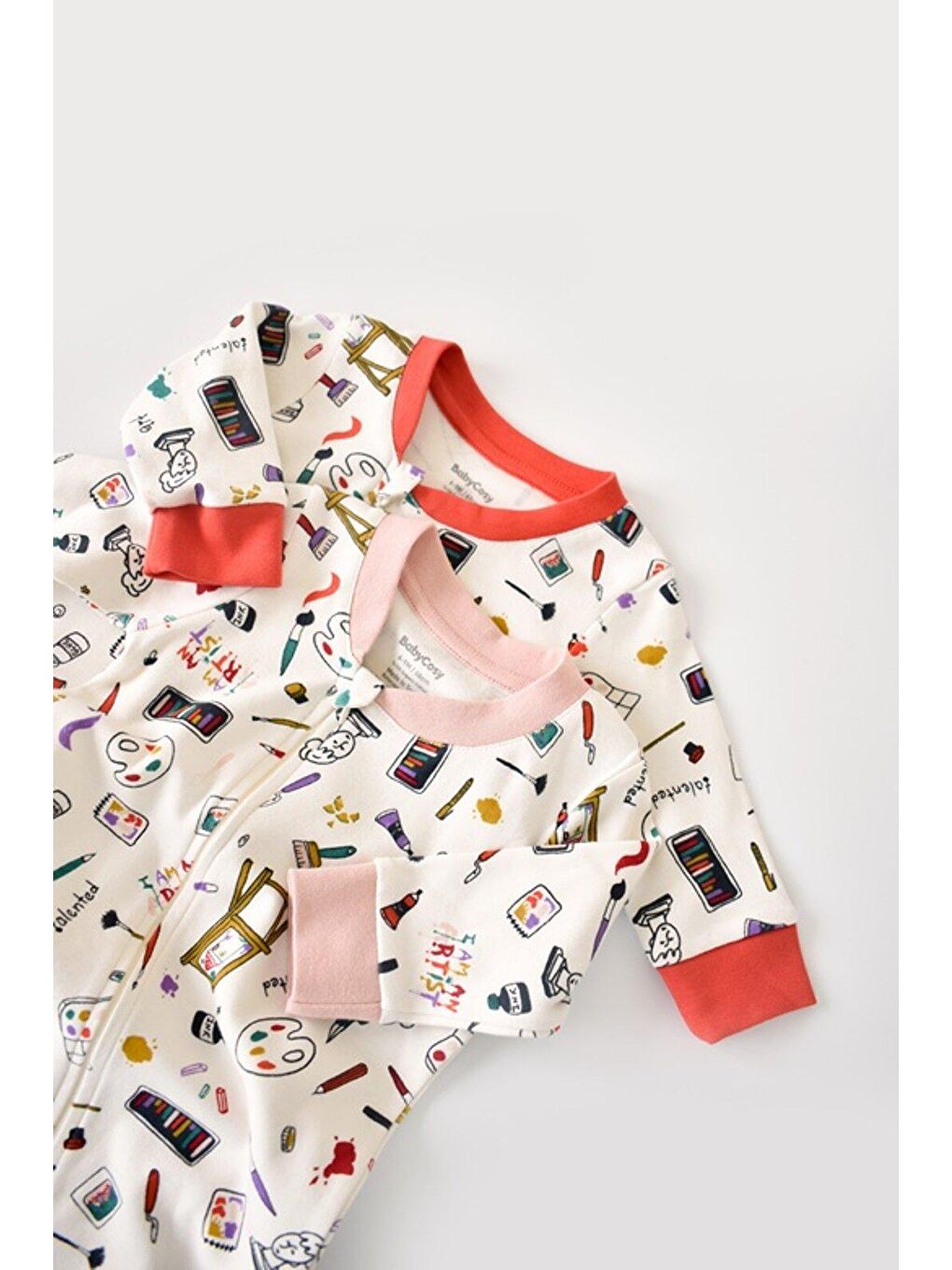 Beyaz 2'li Fermuarlı Tulum-1