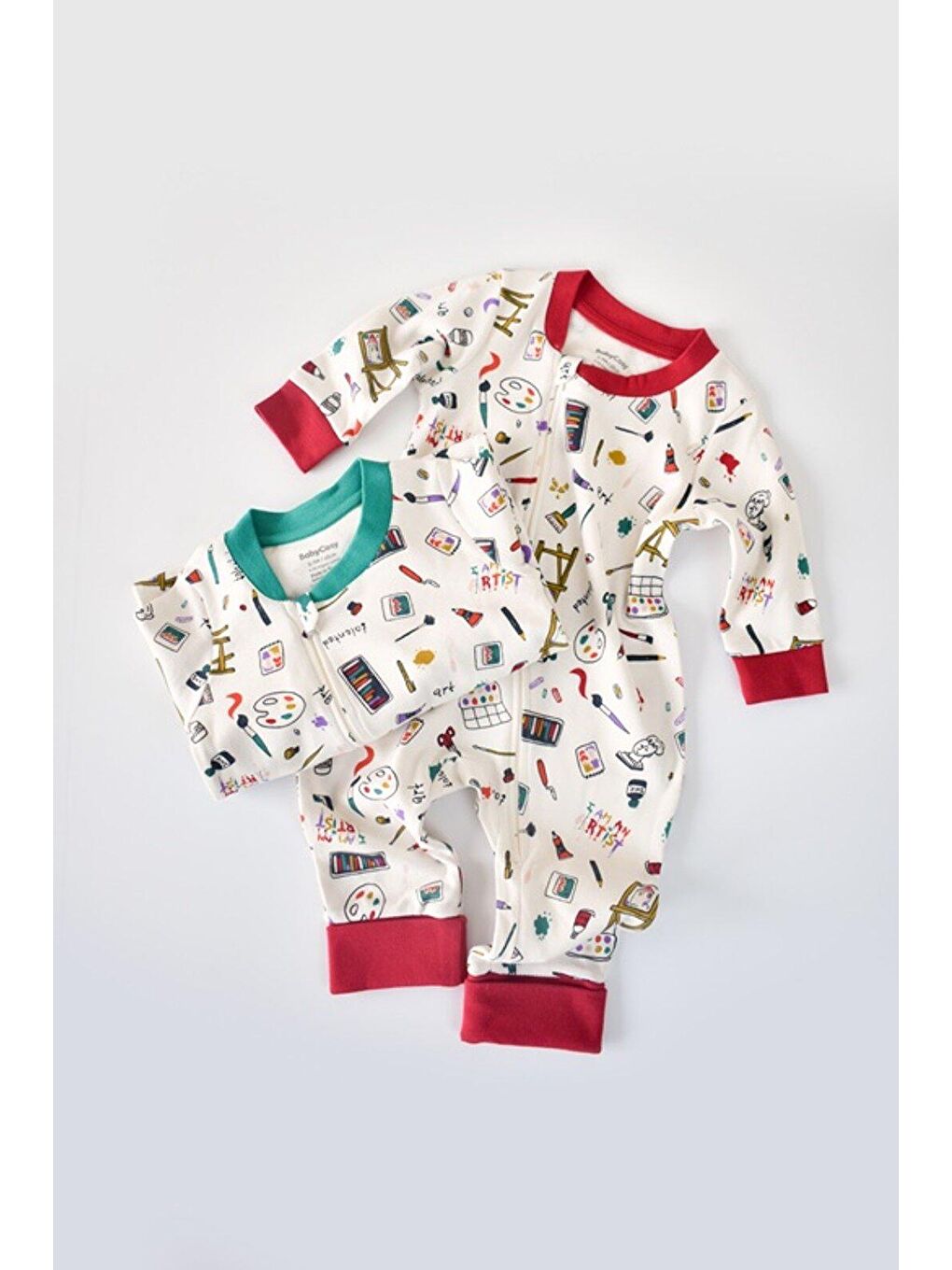 Yeşil 2'li Fermuarlı Tulum-1