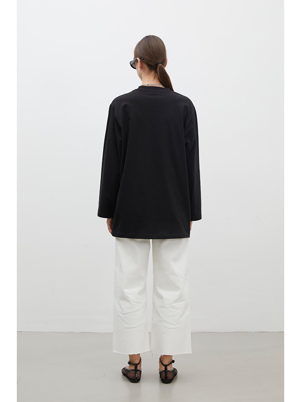 Oversize Pamuklu Sweatshirt Siyah-7