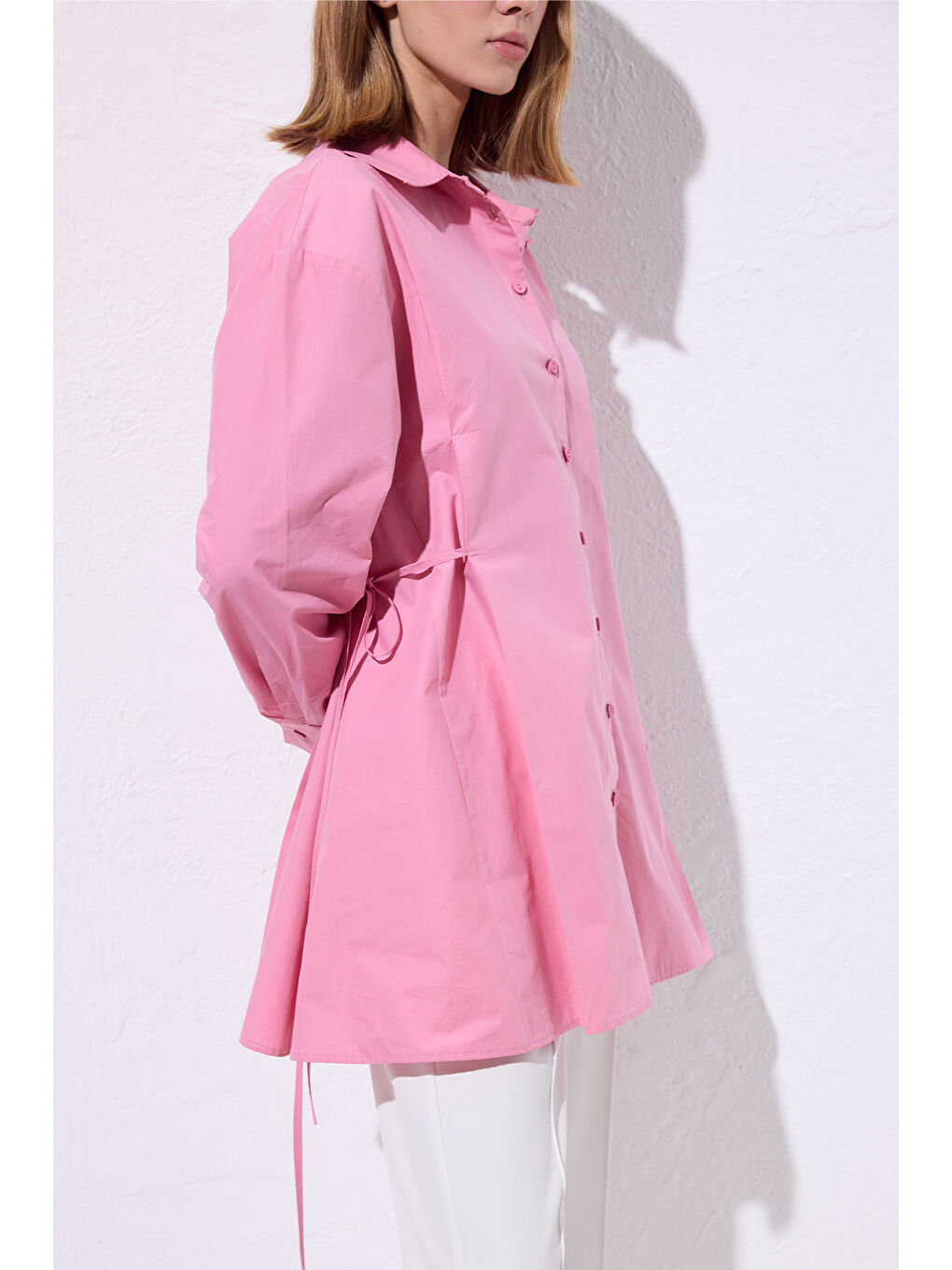 Bağlama Detaylı Gömlek Pembe-4
