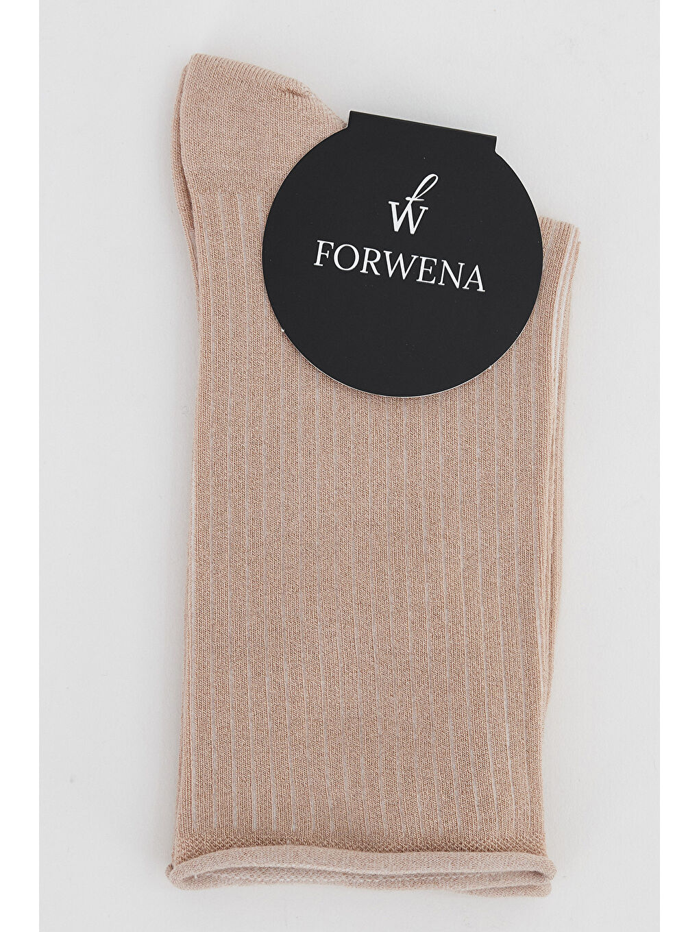 Bej Modal Derbili Lastiksiz Dikişsiz Kadın Soket Çorap 36-41-2