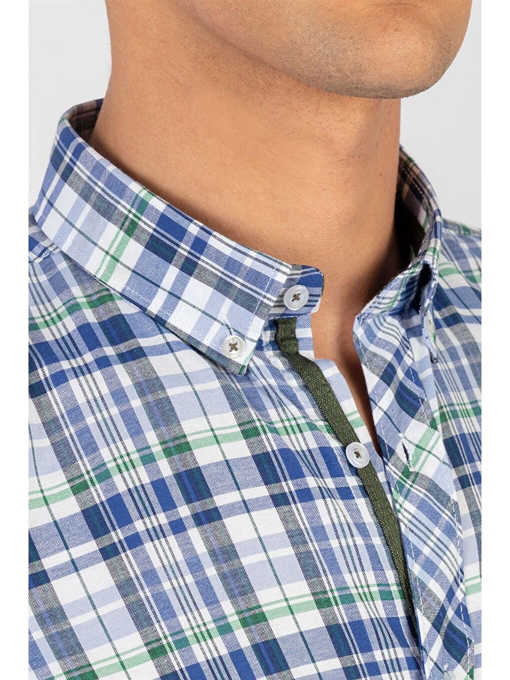 Siyah Slim Fit Uzun Kol Ekose Biyeli Erkek Gömlek DR220075-310-2