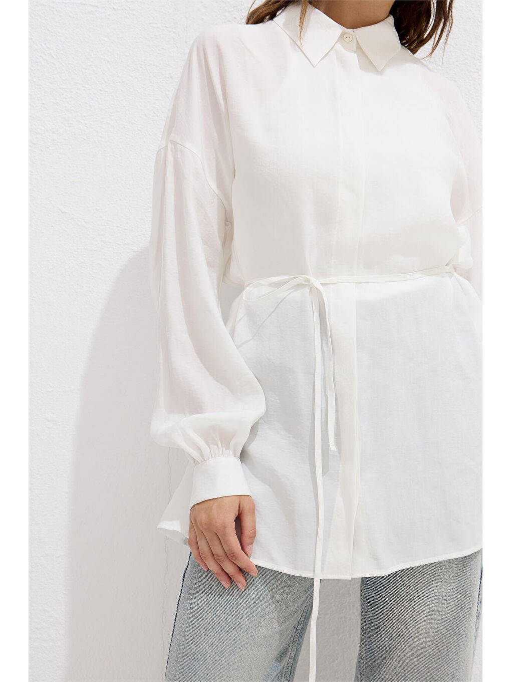 Lyocell Rahat Gömlek Ekru-5