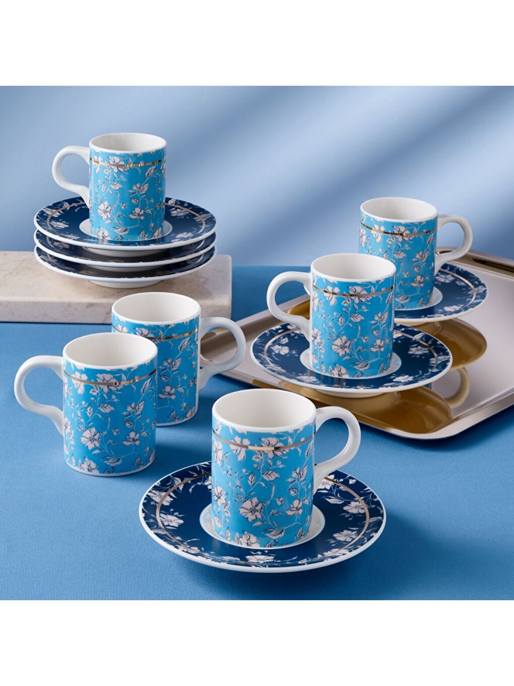 Ekru Camelia 12 Parça 6 Kişilik Kahve Fincan Takımı 67071