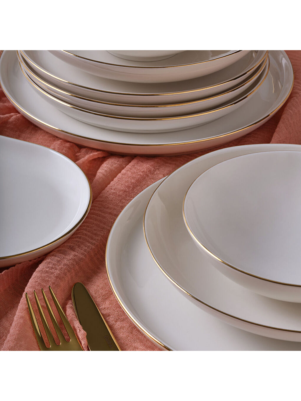 Ekru Bilbao 30 Parça 6 Kişilik Yemek Takımı Altın Yaldız-3