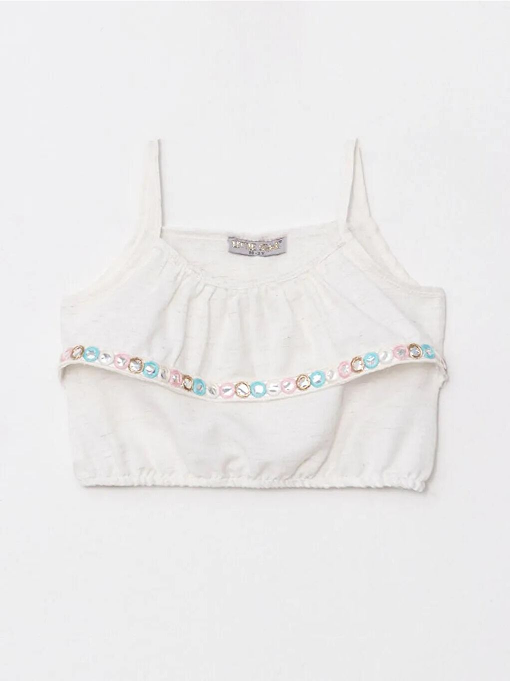 Bej Kız Çocuk Keten Şortlu Takım-1