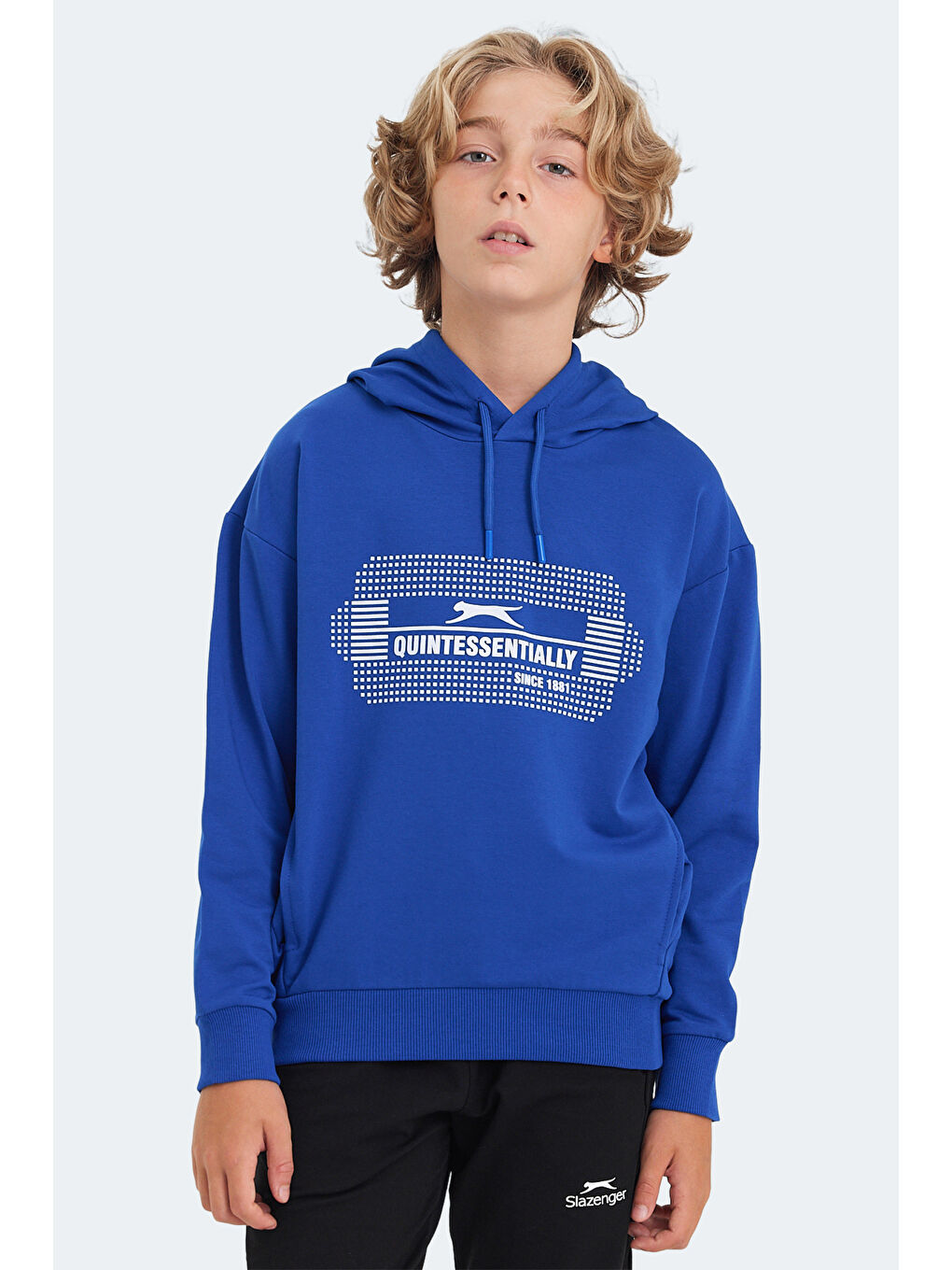 LAYO Unisex Çocuk Kapüşonlu Saks Mavi Sweatshirt