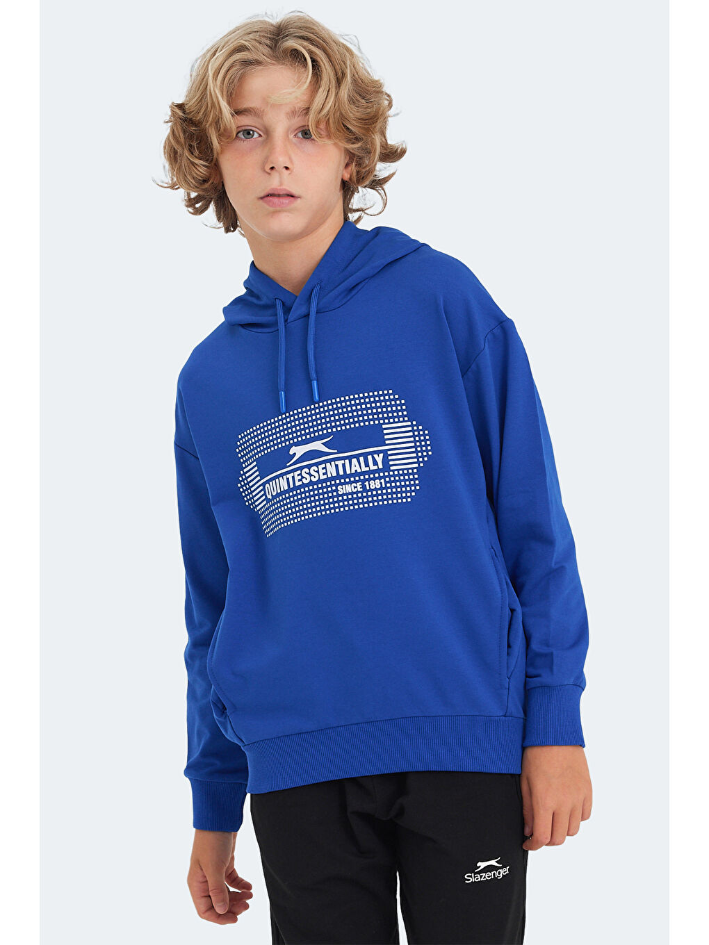 LAYO Unisex Çocuk Kapüşonlu Saks Mavi Sweatshirt-2