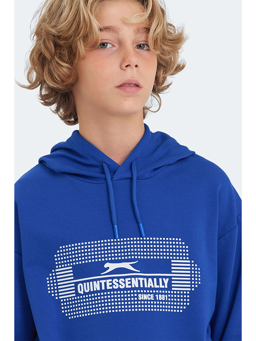 LAYO Unisex Çocuk Kapüşonlu Saks Mavi Sweatshirt-3