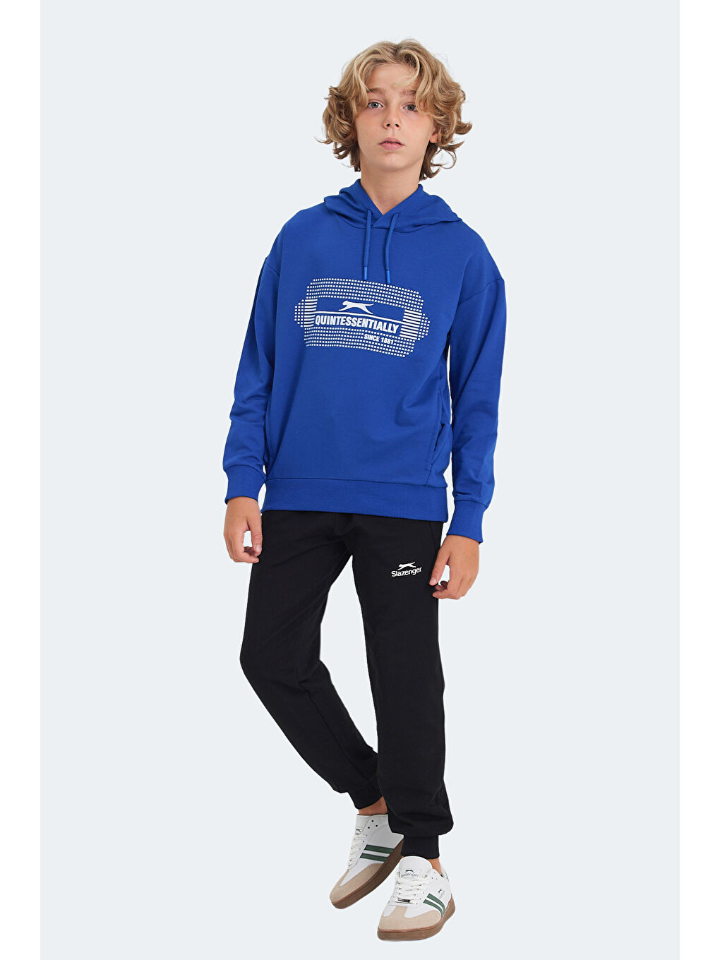 LAYO Unisex Çocuk Kapüşonlu Saks Mavi Sweatshirt-6