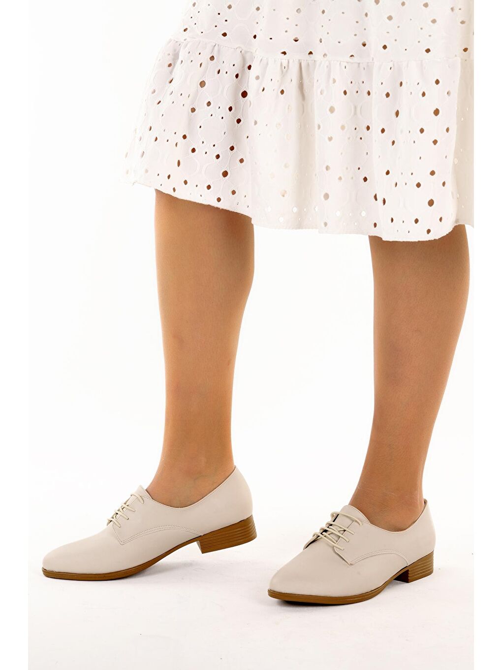 Ekru Cilt Günlük Anatomik Kadın Günlük Babet Ayakkabı 8328-103-1