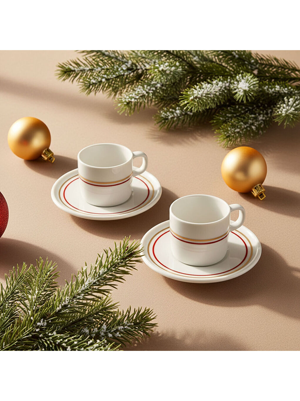 Ekru Mental 2 Kişilik Kahve Fincanı Takımı Altın