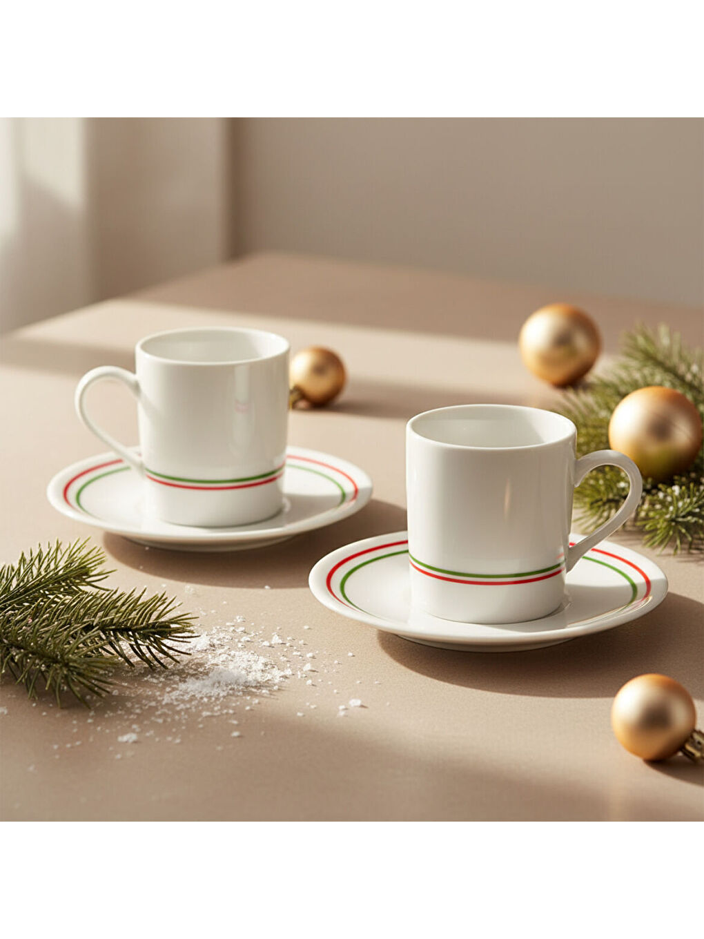 Ekru Camelia 2 Kişilik Kahve Fincanı Takımı Yeşil-3