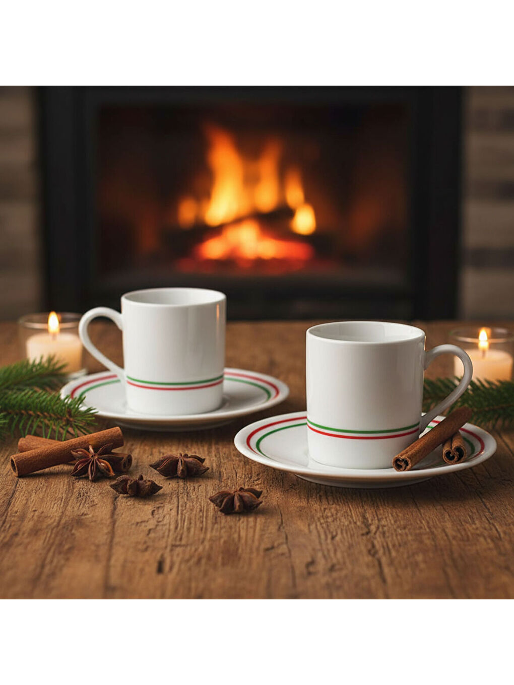 Ekru Camelia 2 Kişilik Kahve Fincanı Takımı Yeşil-4