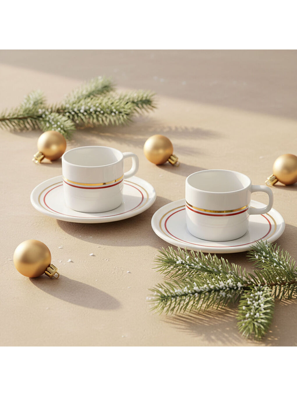 Ekru Mental 2 Kişilik Kahve Fincanı Takımı Altın-3