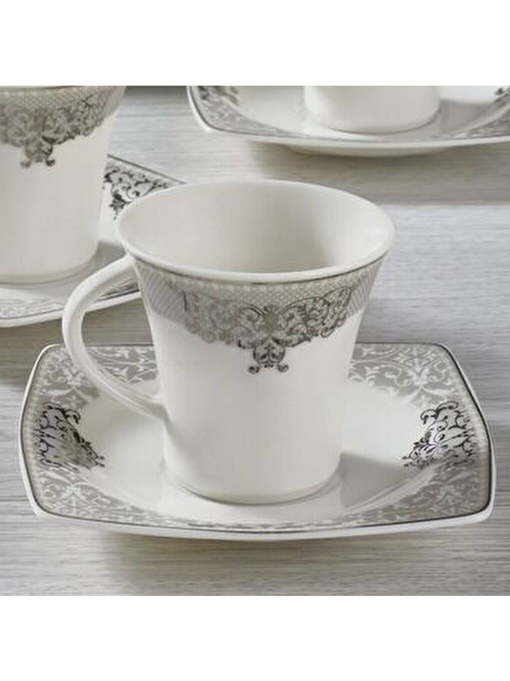 Ekru Caroline 12 Parça 6 Kişilik Bone Türk Kahvesi Takımı - 56861-1