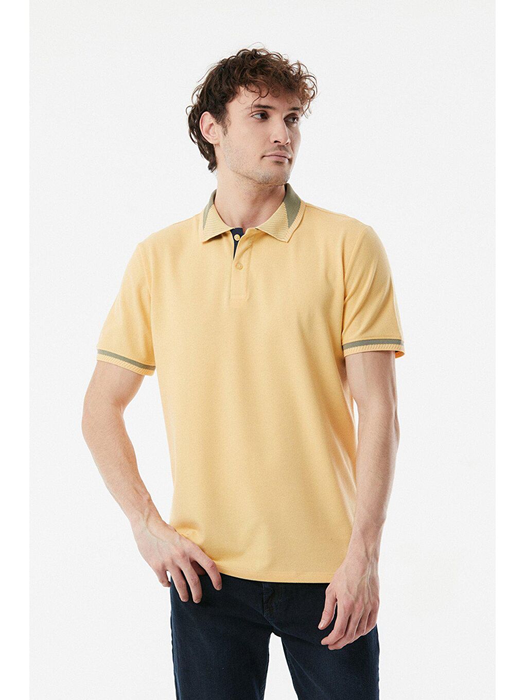 Sarı Polo Yaka Slim Fit Tişört