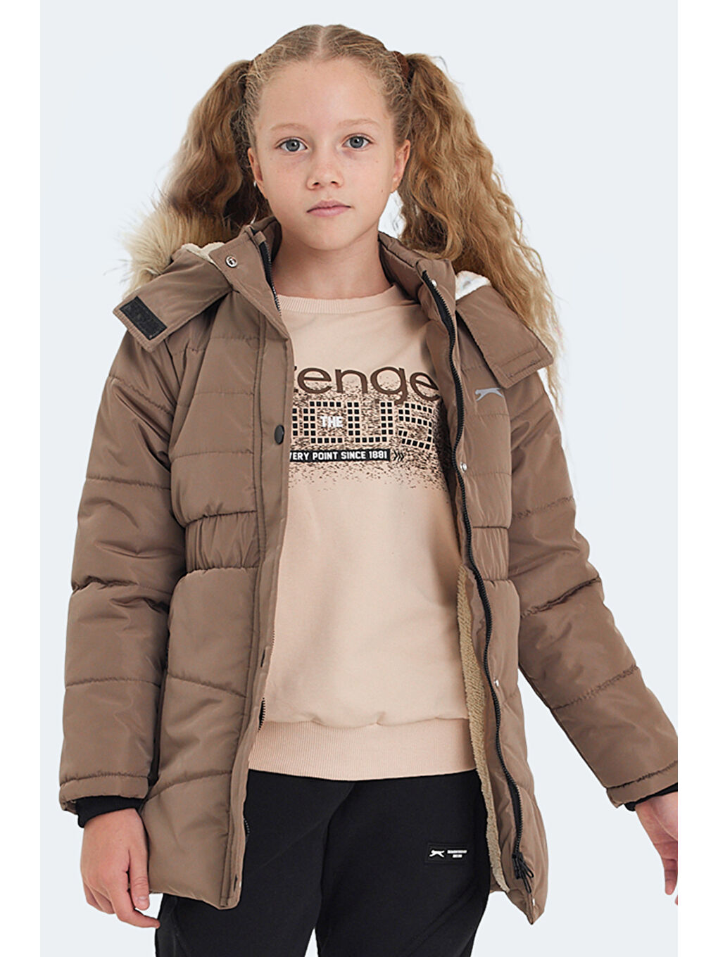 CANDY Kız Çocuk Kapüşonlu Bej Mont & Kaban-5