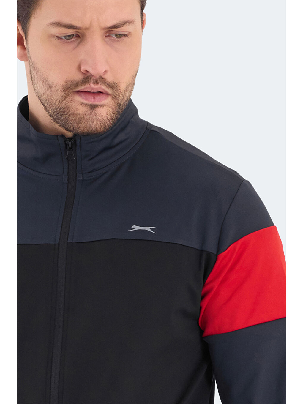 RANSU Erkek Fermuarlı Dik Yaka Cepli Koyu Gri Eşofman Takımı-4