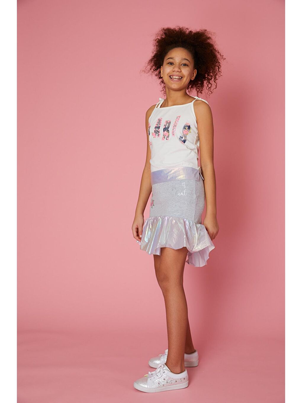 Ekru Kız Çocuk Askılı Paris Bluz-2