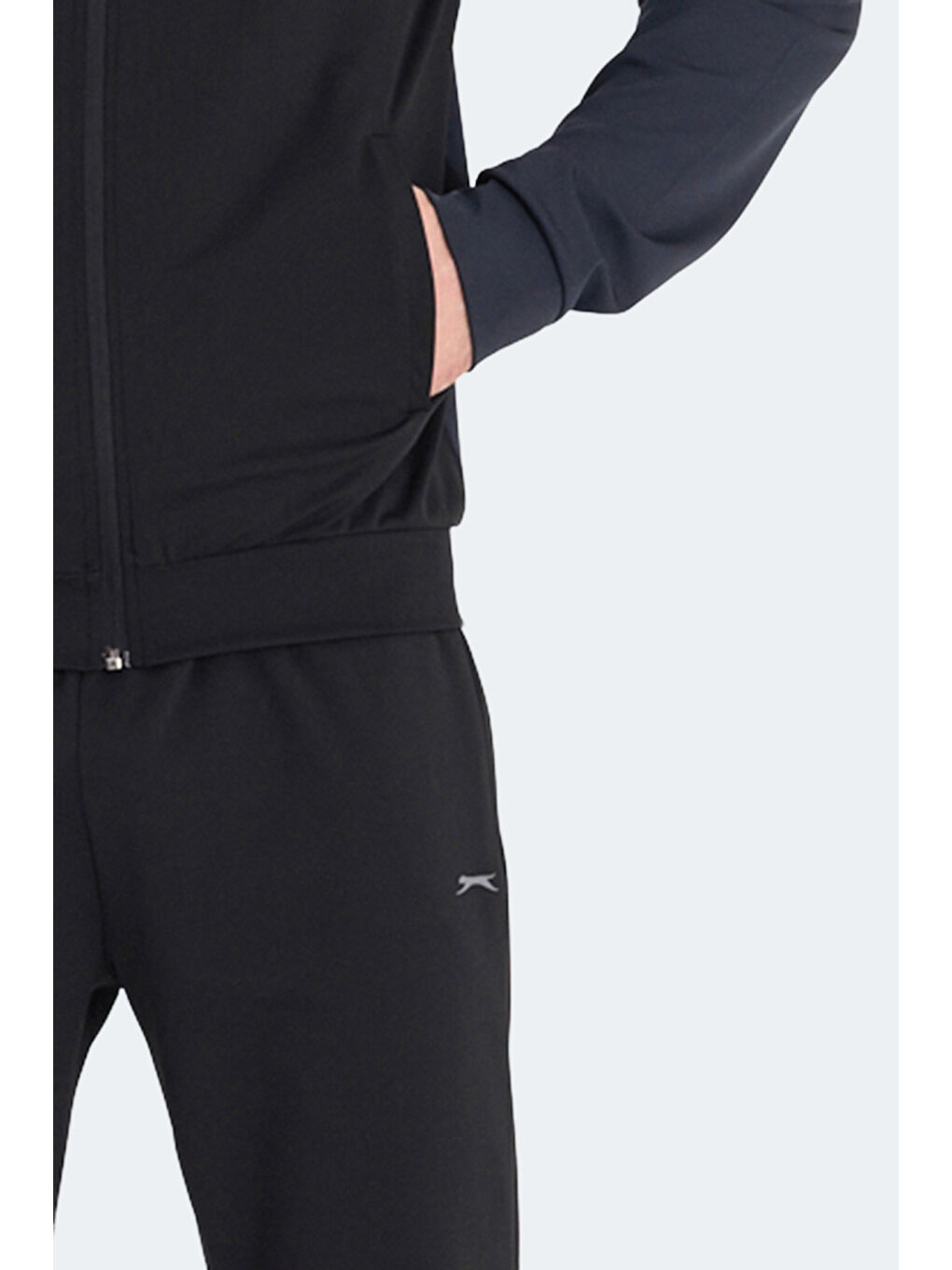 RANSU Erkek Fermuarlı Dik Yaka Cepli Koyu Gri Eşofman Takımı-5