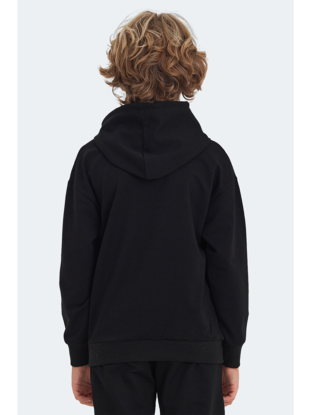 LINK Unisex Çocuk Kapüşonlu Cepli Siyah Sweatshirt-1