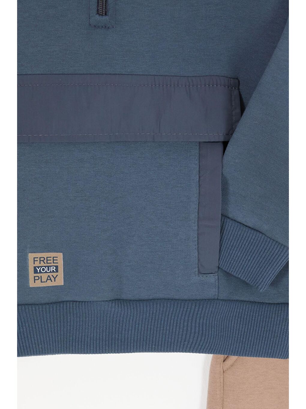 Mavi Just Baskılı Fermuarlı Yaka Erkek Çocuk Şardonlu Eşofman Takımı 16961-2