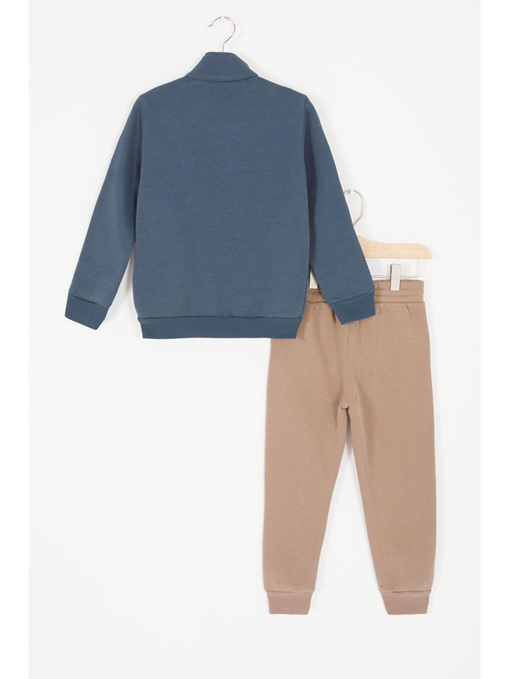 Mavi Just Baskılı Fermuarlı Yaka Erkek Çocuk Şardonlu Eşofman Takımı 16961-4