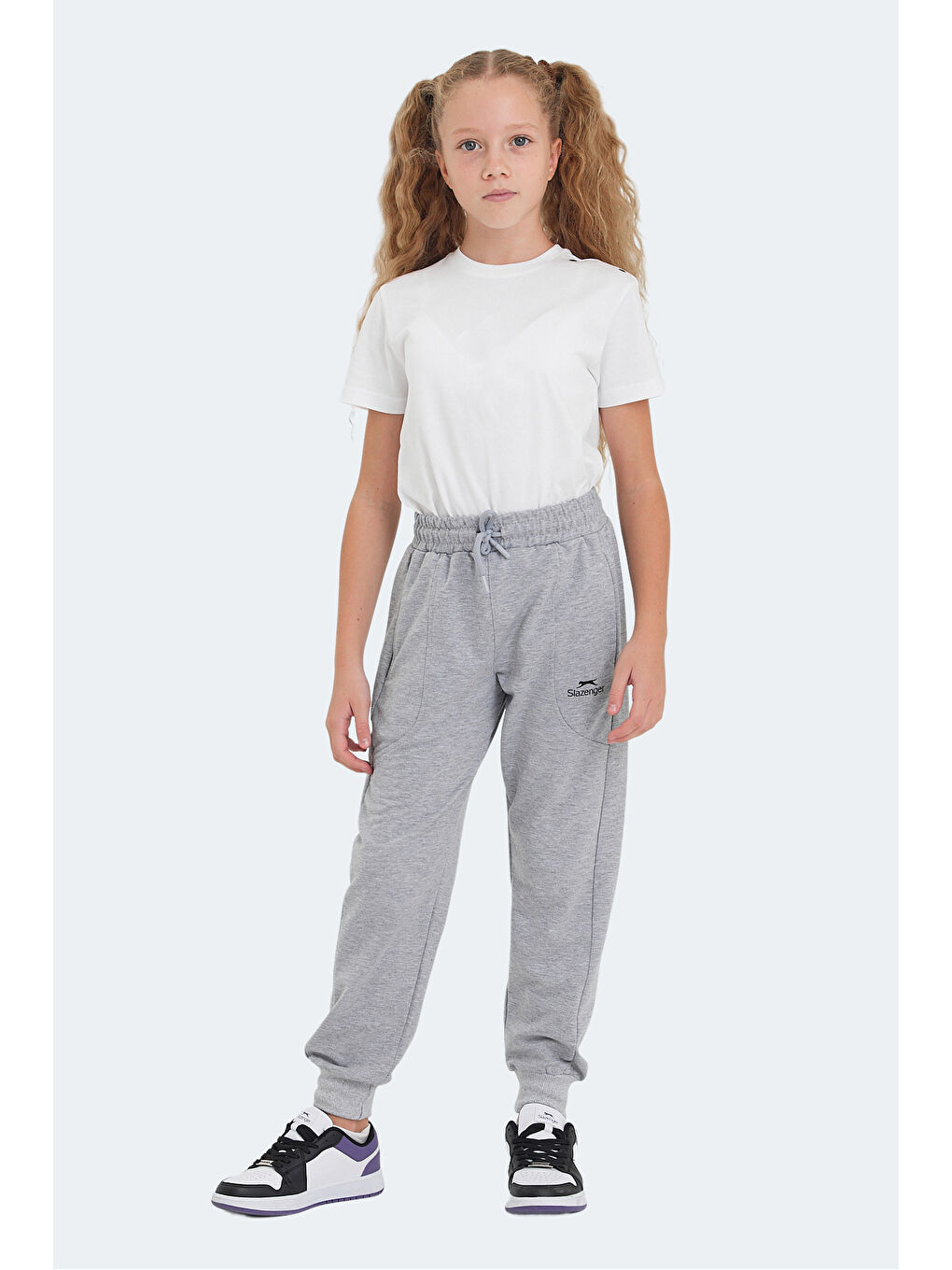 LINE IN Unisex Çocuk Cepli Taş Gri Eşofman Altı-5