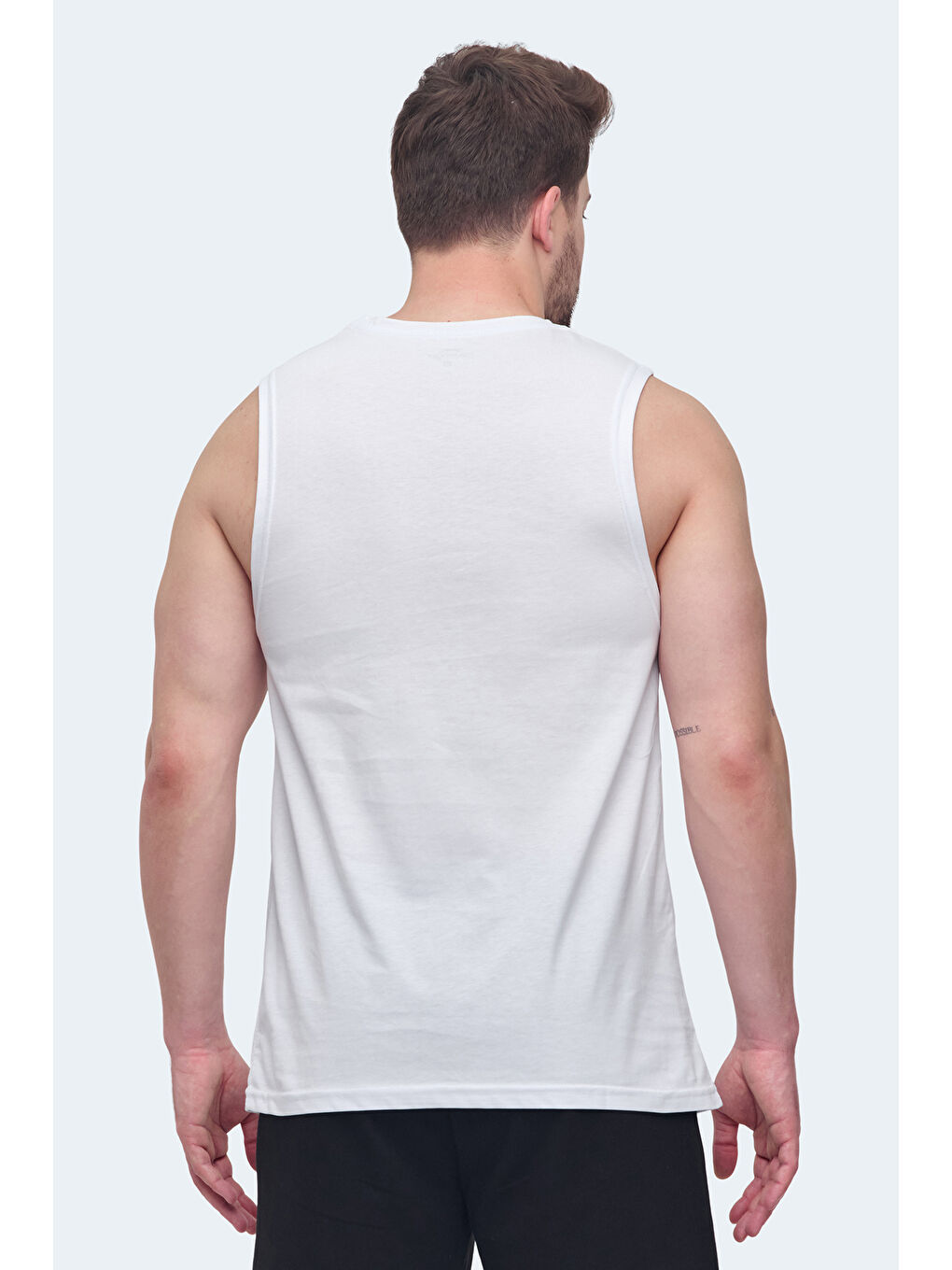 VIZON Erkek %100 Pamuk Kolsuz Tişört Beyaz-1