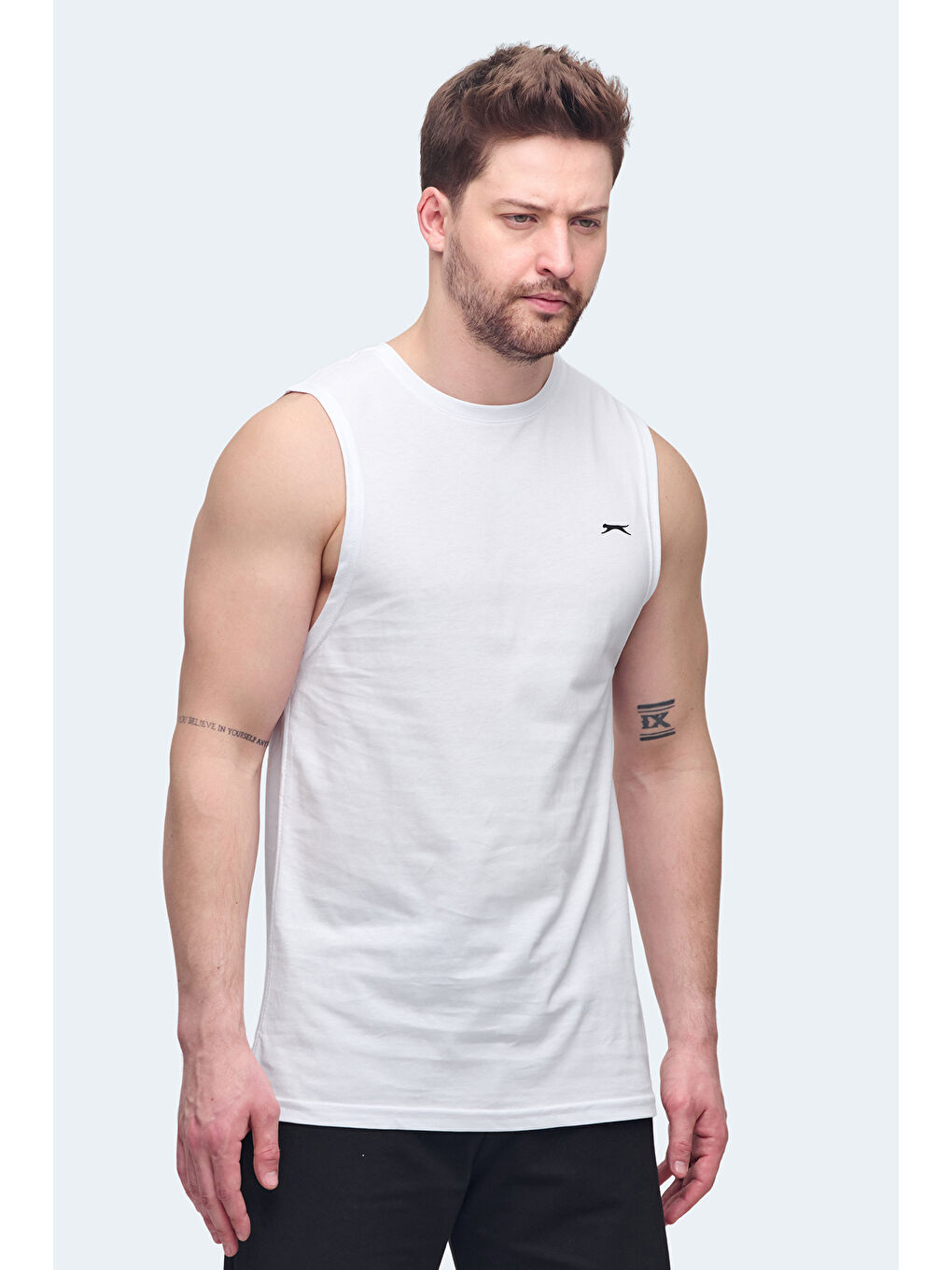 VIZON Erkek %100 Pamuk Kolsuz Tişört Beyaz-2