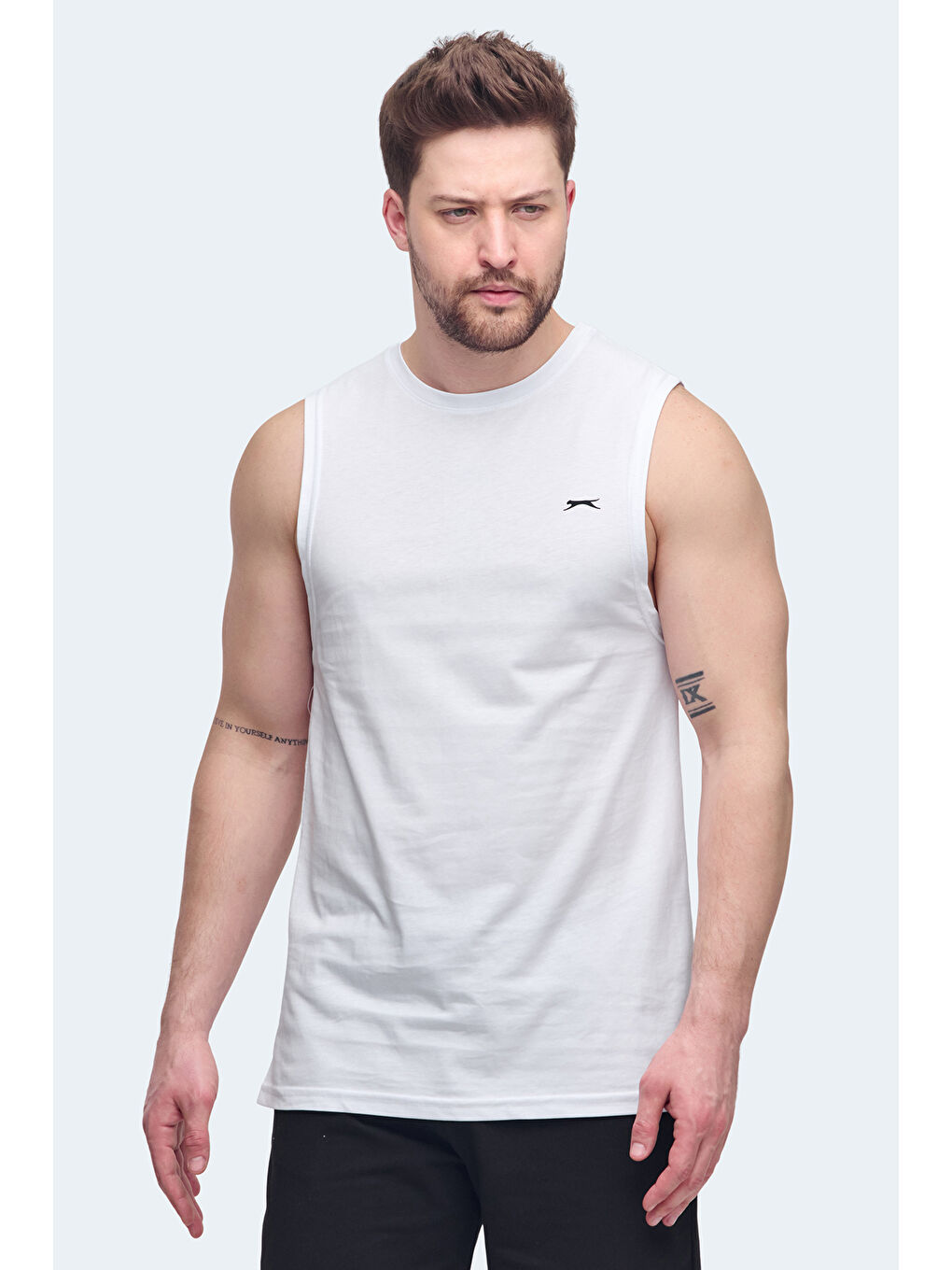 VIZON Erkek %100 Pamuk Kolsuz Tişört Beyaz-3