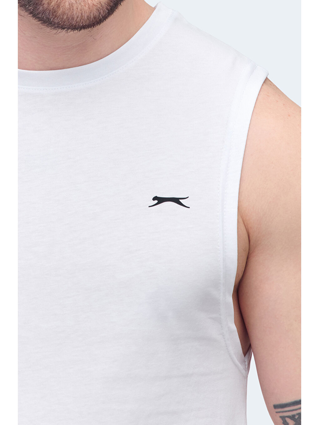 VIZON Erkek %100 Pamuk Kolsuz Tişört Beyaz-4