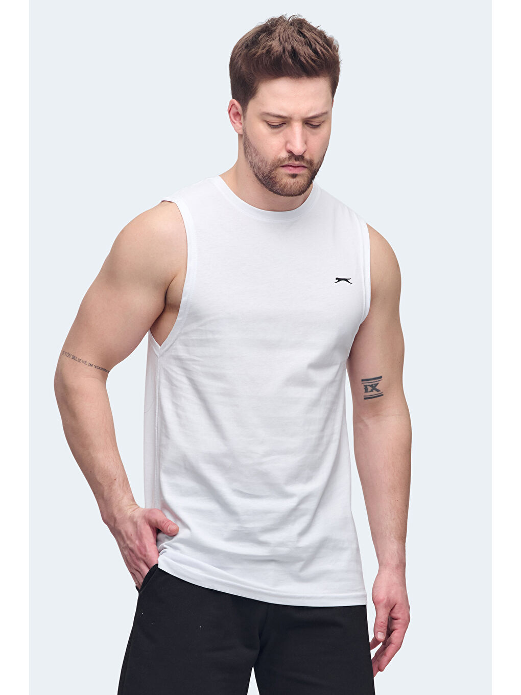 VIZON Erkek %100 Pamuk Kolsuz Tişört Beyaz-5