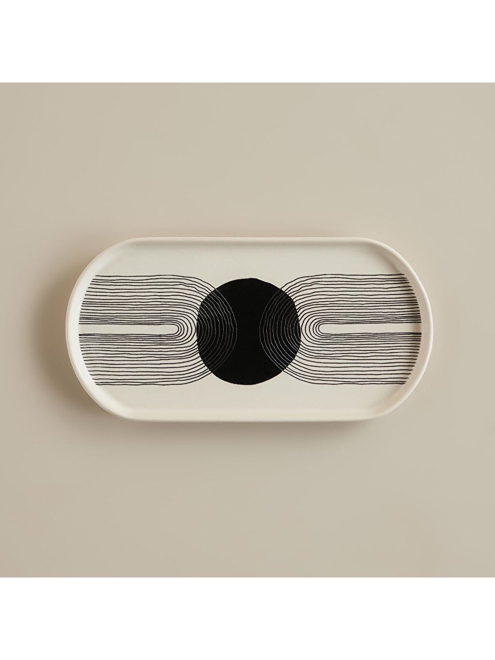 Graphic Line Seramik Küçük Sunum Tabağı Beyaz