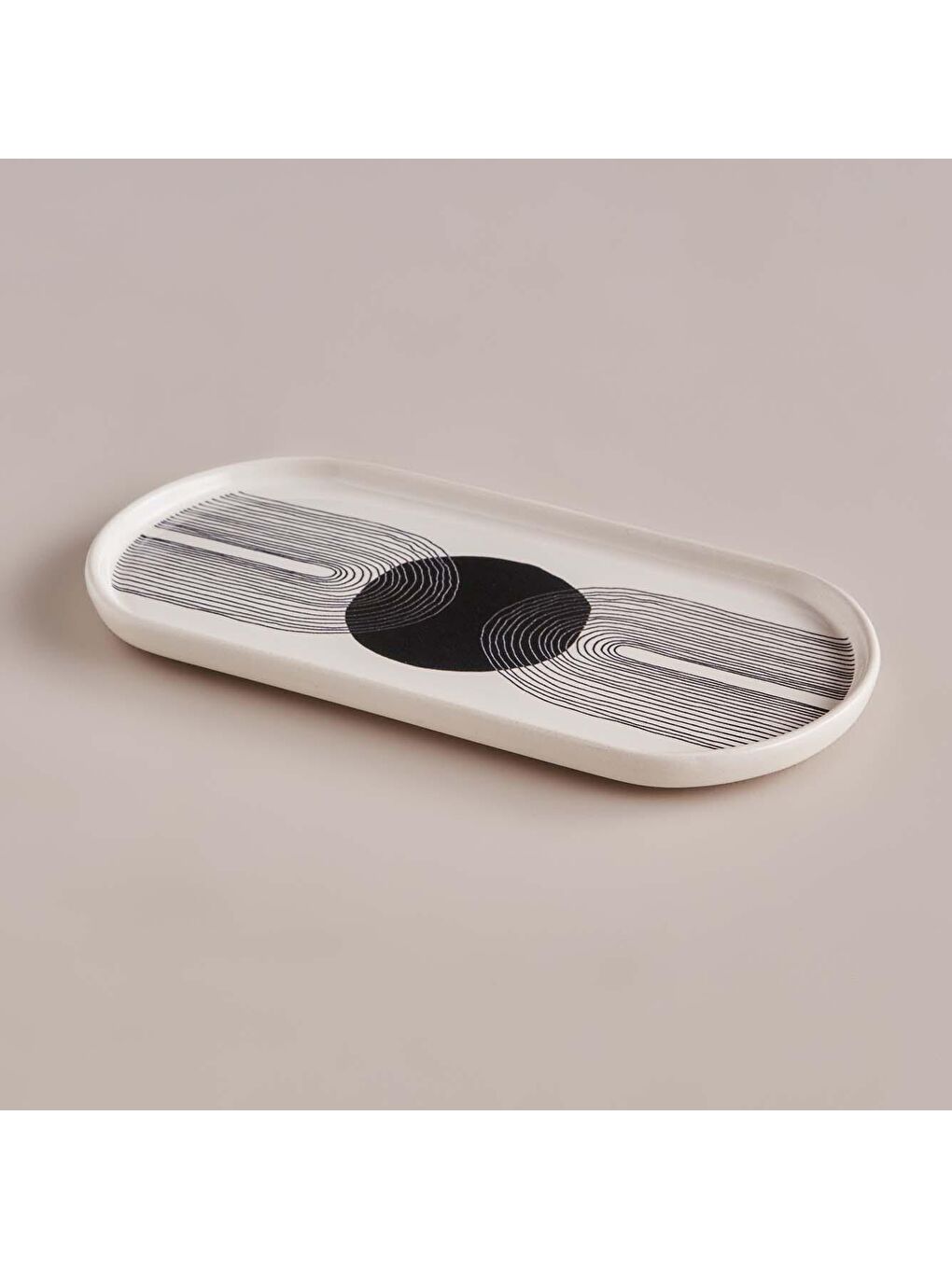 Graphic Line Seramik Küçük Sunum Tabağı Beyaz-1