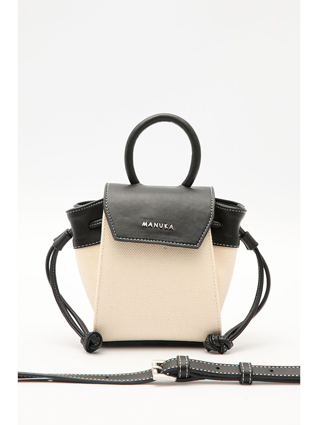 Kanvas Kapaklı Mini Çanta Bej-2