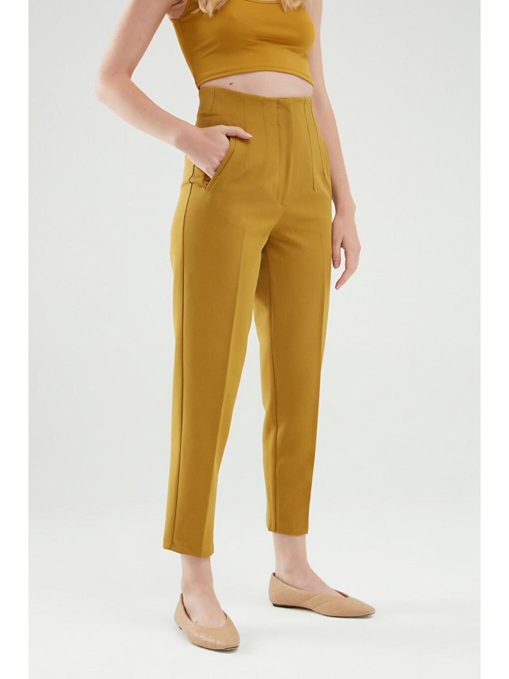 Yeşil Pens Detaylı Pantolon Olive