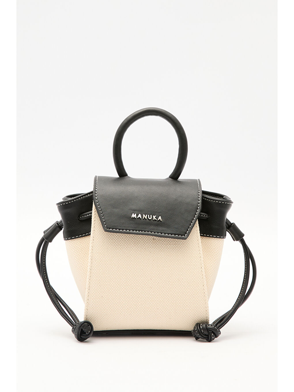 Kanvas Kapaklı Mini Çanta Bej-3