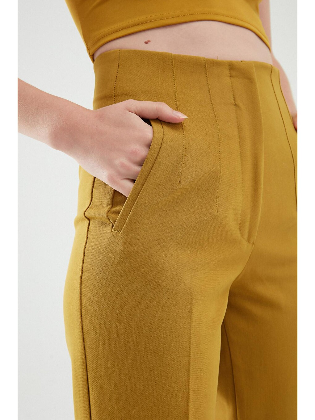 Yeşil Pens Detaylı Pantolon Olive-3