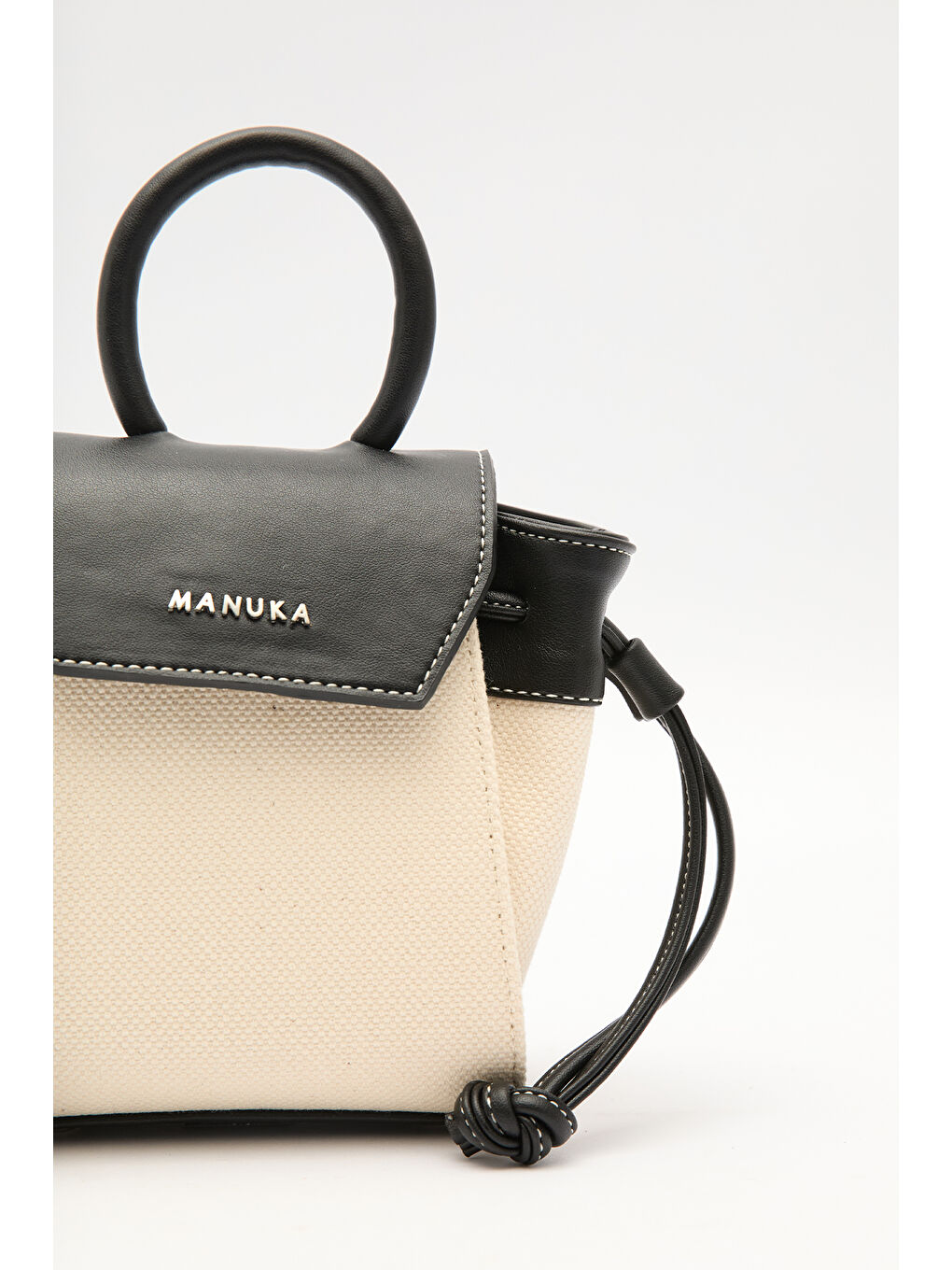 Kanvas Kapaklı Mini Çanta Bej-4