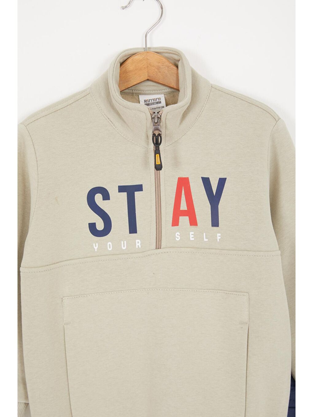 Gri Kanguru Cepli Fermuar Yakalı Erkek Çocuk Şardonlu Eşofman Takımı 16966-1